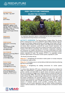 Feed the Future Tanzania - Kilimo Tija Factsheet