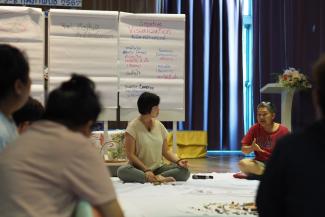 Female peacebuilders during a Training of Trainers activity organized by the International Women’s Partnership for Peace and Justice in November 2023.