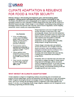 Climate Adaptation & Resilience For Food & Water Security