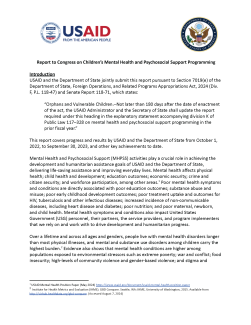 Report to Congress on Children’s Mental Health and Psychosocial Support Programming