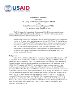 Report on the Agreement between USAID and UNDP for Assistance in the Republic of Iraq, FY 2022