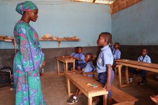 Sakina interacting with her learners in class