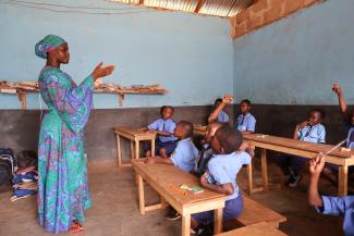 Sakina interacting with her learners in class