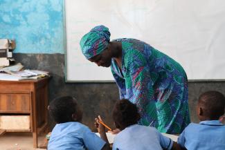 Sakina interacting with her learners in class