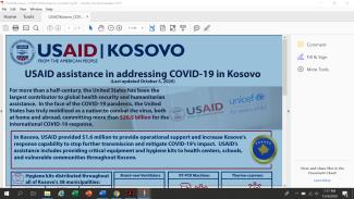 Image of the infographics outlining support to Kosovo to address COVID - 19