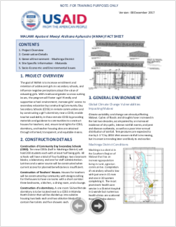 2-Day EC-ESDM Workshop - Session 2a: Apatseni Mwayi Atsikana Aphunzire (AMAA) Fact Sheet