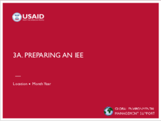 2-Day EC-ESDM Workshop - Session 3a: IEE Prep Exercise