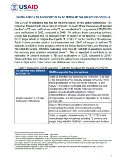 South Africa TB Recovery Plan To Mitigate The Impact Of COVID-19