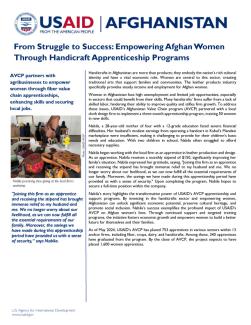 From Struggle to Success: Empowering Afghan Women Through Handicraft Apprenticeship Programs