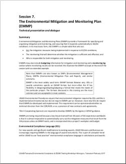 4.5-DAY BASIC EC-ESDM - Session 7: The Environmental Mitigation and Monitoring Plan