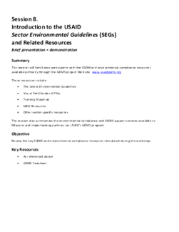 4.5-DAY BASIC EC-ESDM - Session 8: Introduction to Sector Environmental Guidelines