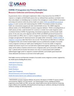 COVID-19 Integration into Primary Health Care Resource Collection and Country Examples