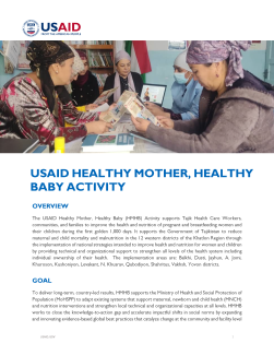 USAID Healthy Mother, Healthy Baby (HMHB) Activity 