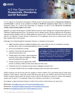 H-2 Visa Opportunities in Guatemala, Honduras, and El Salvador