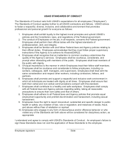 USAID Employee Standards of Conduct - Click to download PDF