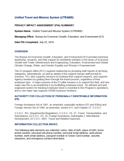 Unified Travel and Mission System (UTRAMS) Privacy Impact Assessment Summary