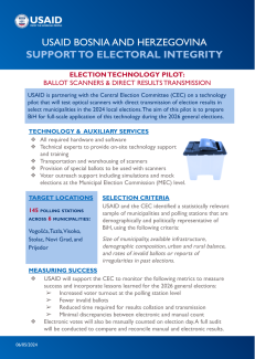 Fact Sheet on USAID BiH New Election Technology Pilot