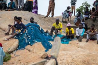 Preparing their nets. Fishermen in Otuam getting ready for the end of the fisheries closed season on August 1, 2022 Photo credit: Yooku Ata-Bedu, USAID/Ghana.