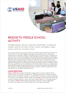 This is the screenshot of page one of the Bridge to Middle School fact sheet.