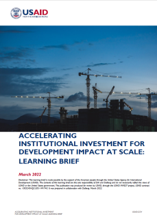 Institutional Investment for Development Impact at Scale: Learning Brief