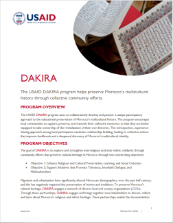 Screenshot of the first page of the USAID/Morocco Dakira Fact Sheet.