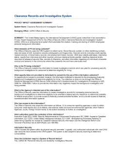 Clearance Records and Investigative System PIA Summary