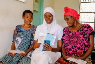 Nurse Jalia Rwinza educating her patients