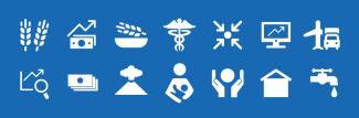 icons representing sectors of humanitarian assistance