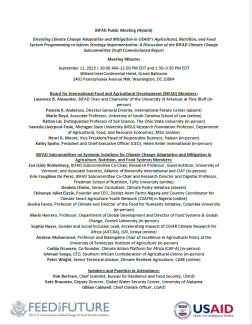 Meeting Minutes – BIFAD Public Meeting: Elevating Climate Change Adaptation and Mitigation in USAID’s Agricultural, Nutrition, and Food System Programming to Inform Strategy Implementation