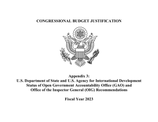 FY 2023 Congressional Budget Justification - Appendix 3