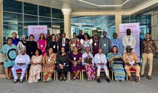 Training participants standing together