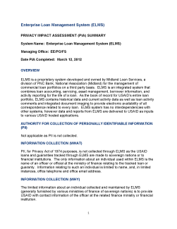 Enterprise Loan Management System (ELMS) PIA Summary