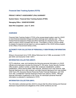 Financial Data Tracking System FDTS PIA Summary