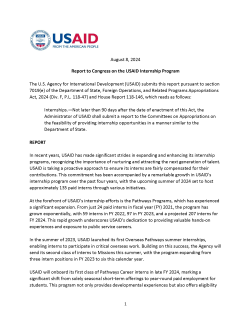 Report to Congress on the USAID Internship Program