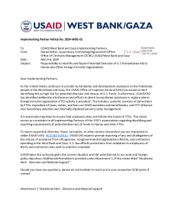 2024-WBG-01: Responsibility to Identify and Report Potential Diversion of U.S Humanitarian Aid to Hamas and Other Foreign Terrorist Organizations