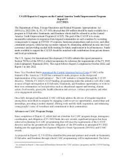 USAID Report to Congress on the Central America Youth Empowerment Program Report #3