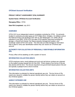 OFDAnet Account Verification PIA Summary