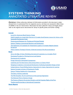 Systems Thinking Annotated Literature Review