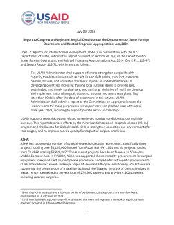 Report to Congress on Neglected Surgical Conditions of the Department of State, Foreign Operations, and Related Programs Appropriations Act, 2024