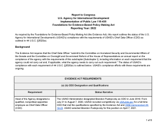 Foundations for Evidence-Based Policy-Making Act, FY 2022