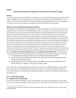 Climate Change Analysis for the Philippine Country Development Cooperation Strategy