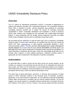 USAID Vulnerability Disclosure Policy - v1.13