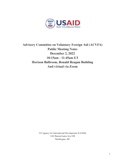 Advisory Committee on Voluntary Foreign Aid (ACVFA) Public Meeting Notes December 2, 2022