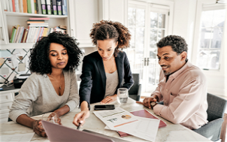 three people in an office