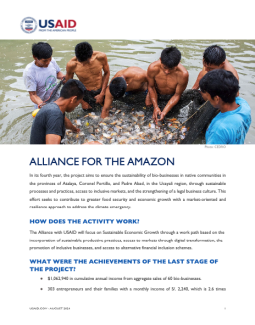 Portada de la hoja informativa sobre el proyecto Alianza por la Amazonía