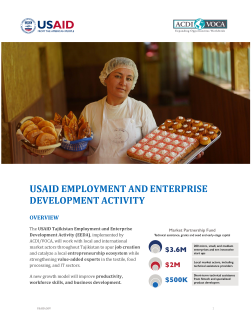 USAID Tajikistan Employment and Enterprise Development Activity (EEDA)