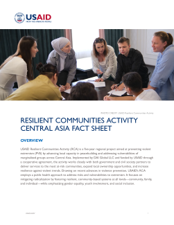 Resilient Communities Activity (RCA) Fact Sheet