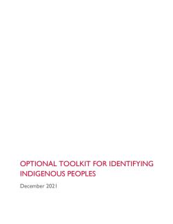 Optional Toolkit for Identifying Indigenous Peoples