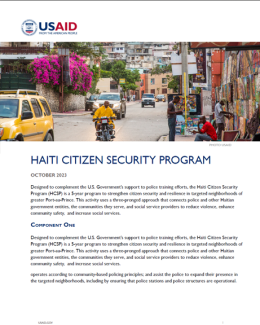 Thumbnail for Haiti Citizen Security Program Fact Sheet