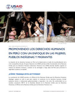 Portada de la hoja informativa del proyecto Promoviendo los derechos humanos en Perú